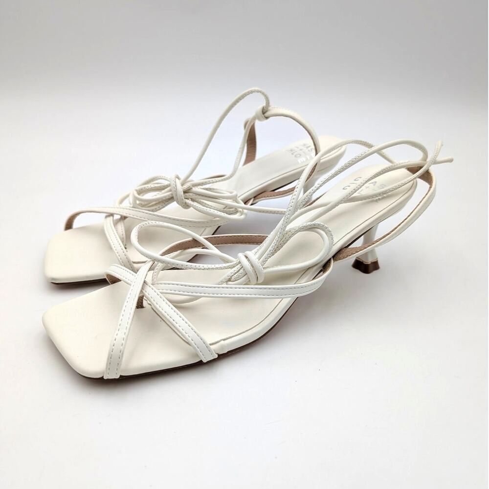 Chase & Chloe Itaty Ankle Wrap Heel Sandals Women's Pure White Size US7.5 EU38